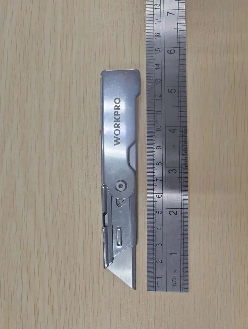 مجموعة سكين متعدد الاستخدامات قابل للطي من WORKPRO 1-3 قطعة سكين من الفولاذ المقاوم للصدأ لقطع الورق والصناديق سكين بشفرة قابلة للتغيير السريع - 6