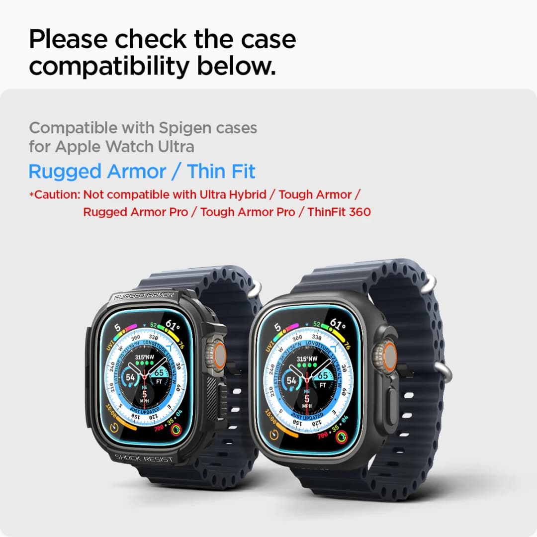 2PCS Spigen Tempered Glass Screen Protector [Glas.tR EZ Fit] Designed For Apple Watch Ultra 3 Ultra 2 Ultra (49mm) (46mm) (45mm) - 2