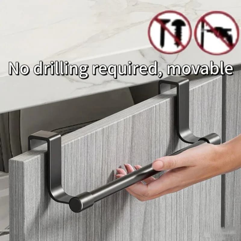 Towel Rack Over Door Stainless Steel Towel Bar Storage Organizer Bathroom Kitchen Cabinet Door Hanging Towel Rack - 2