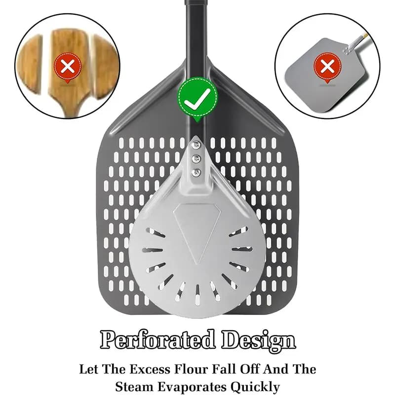 مِقشدة بيتزا معدنية من الألمنيوم المثقب مقاس 7/9/12 بوصة، مِقشدة بيتزا احترافية لصنع البيتزا في المنزل، إكسسوارات فرن البيتزا - 2