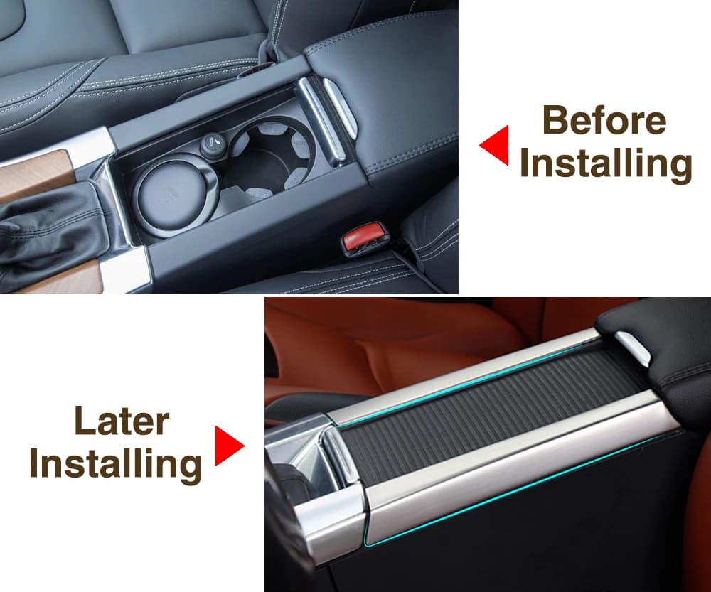 إكسسوارات عالية الجودة من الستانلس ستيل لحامل الأكواب وصندوق مسند الذراع لسيارات فولفو S60 /S60L/ V60/ XC60، تزيين فضي - 5