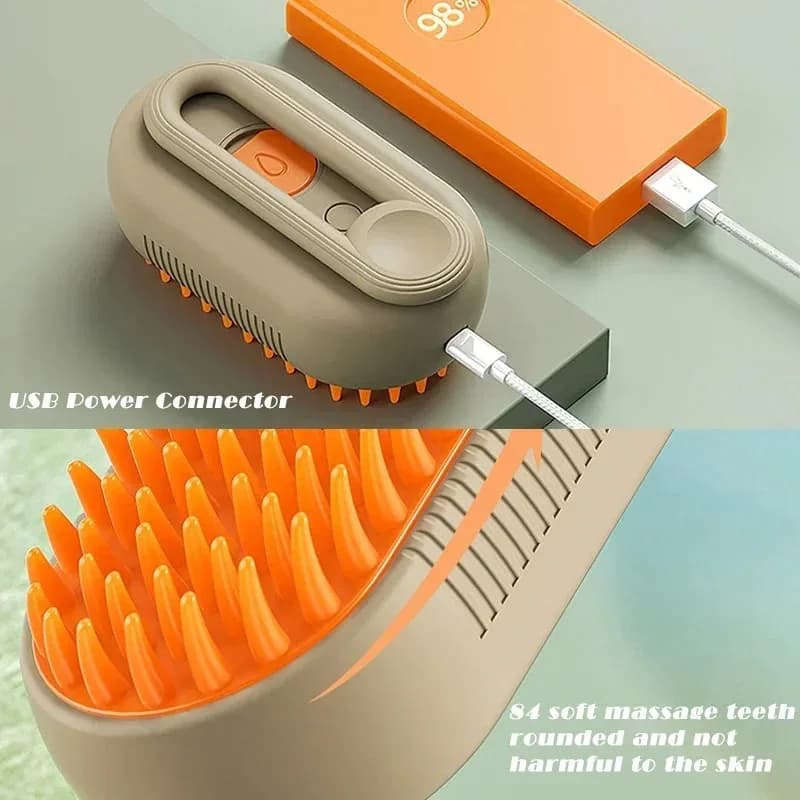 3 in 1 Pet Electric Steam Brush Cat and Dog Cleaning Spray Massage Grooming Comb Retractable Handle Pet Hair Removal BeautyBrush - 6