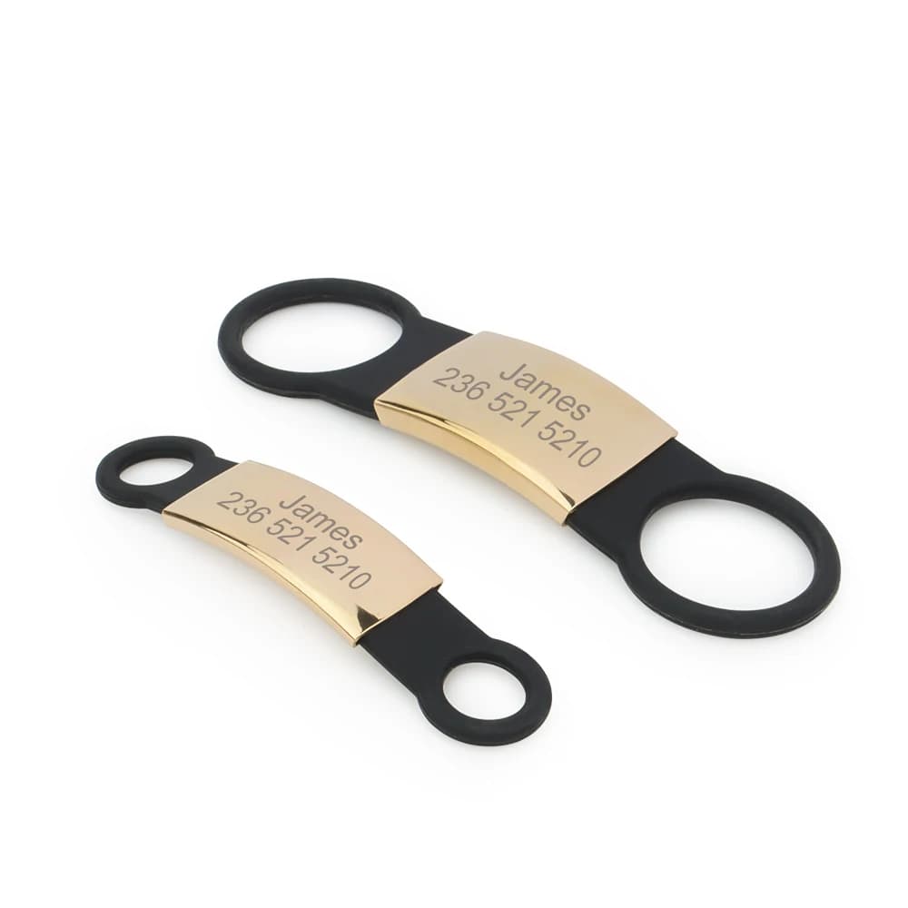 نقش مخصص اسم حيوان أليف إكسسوارات طوق كلب قطة بطاقة سيليكون جرو قطة رقم هاتف مضاد للفقدان مخصص ذهبي وردي - 4