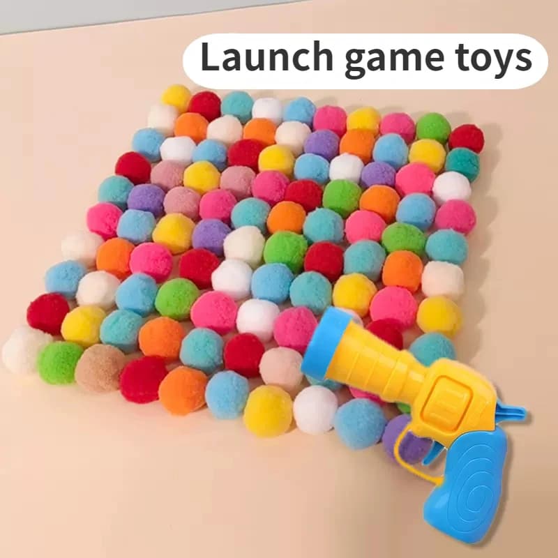 Cat Toys Interactive Launch Training Creative Kitten Toys Pompoms Games Stretch Plush Ball Toys Cat Supplies Pet Accessories - 2