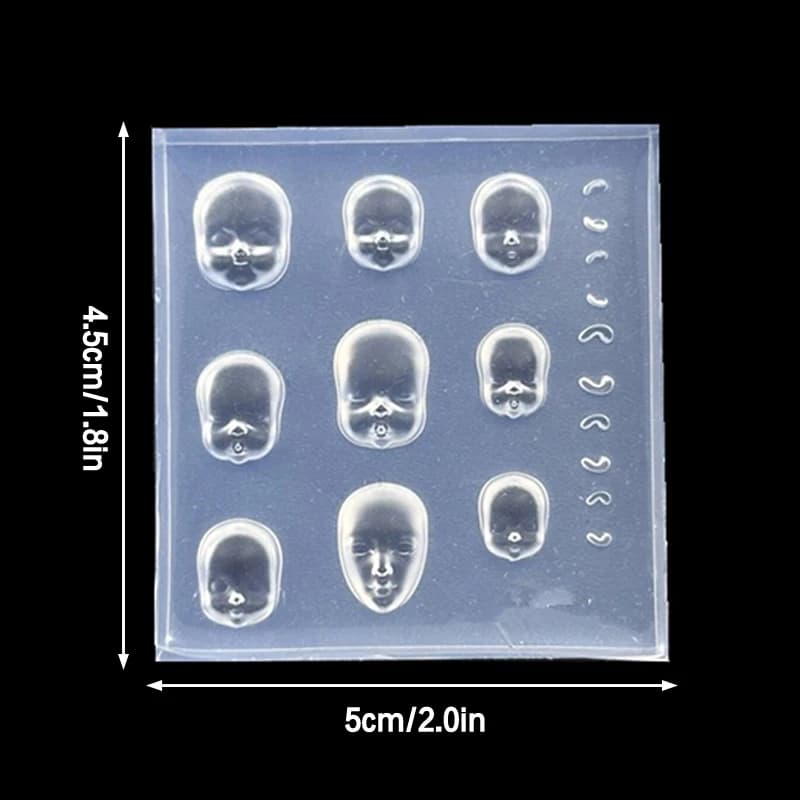 Cartoon Human Face Doll 3D Silicone Nail Mold Hand Engraving Mold Nail Art Decorations Silicone Fashion Manicure Mold Accessory - 6