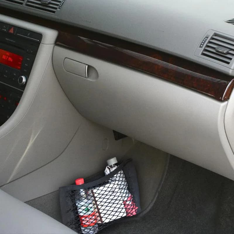 شبكة خلفية للسيارة جذع مقعد سلسلة مرنة صافي ملصق سحري حقيبة تخزين عالمية جيب قفص منظم سيارة حقيبة مقعد خلفي - 3