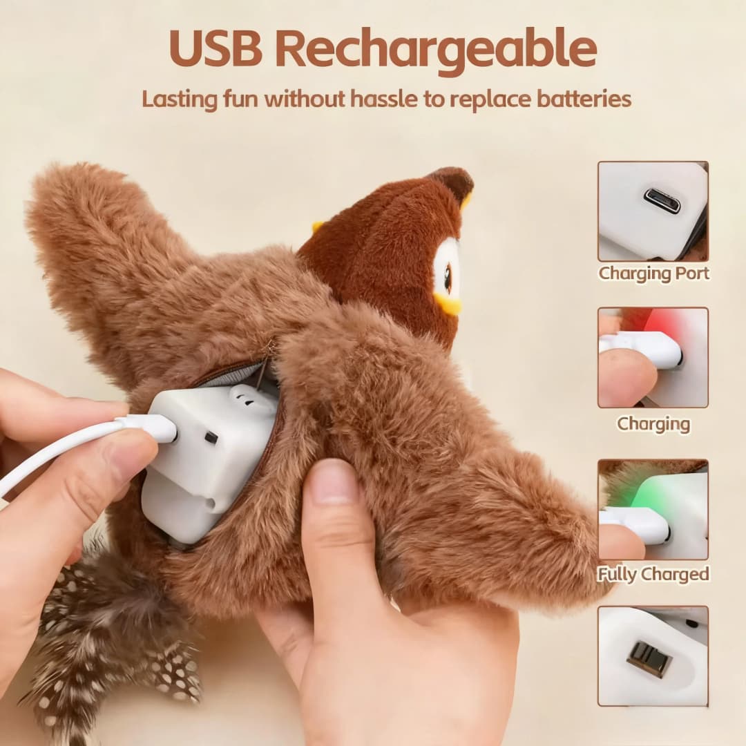 New Simulated Bird Cat Toy Interactive Toys Dog Rechargeable Chirping Flapping Bird(no Flying) Touch Activated Plush Toy Pet - 5