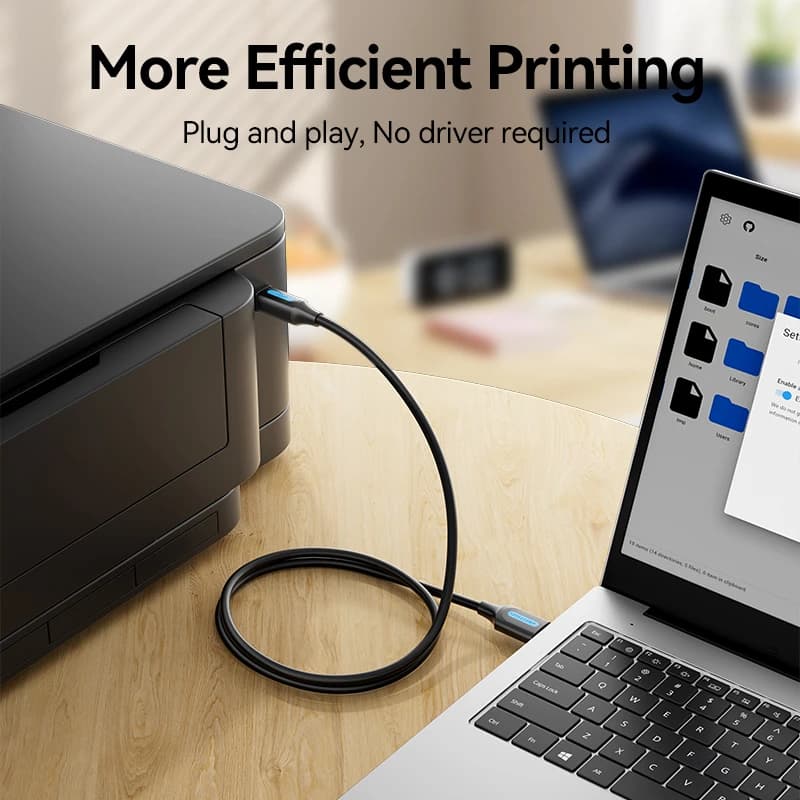 كابل طابعة USB من Vention، USB 3.0 و2.0 من نوع A ذكر إلى B ذكر لطابعات كانون وإبسون وإتش بي وزيجيانج - 3