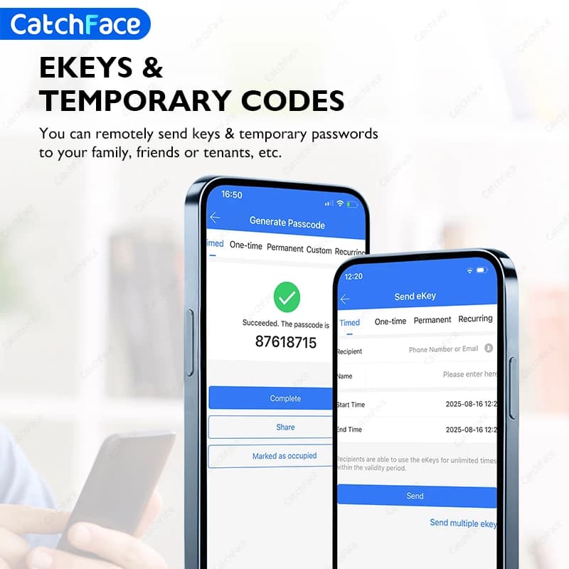قفل باب ذكي يعمل ببصمة الأصبع ورمز البطاقة، شاشة تعمل باللمس، قفل أمان إلكتروني رقمي للمنزل في السعودية - 6