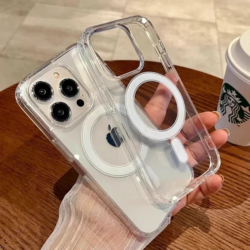 Magnetic Original Clear Case For iPhone 17 16 15 14 Plus13 12 mini  11 Pro Max Funda For Magsafe Silicone Transparent Cover - 2