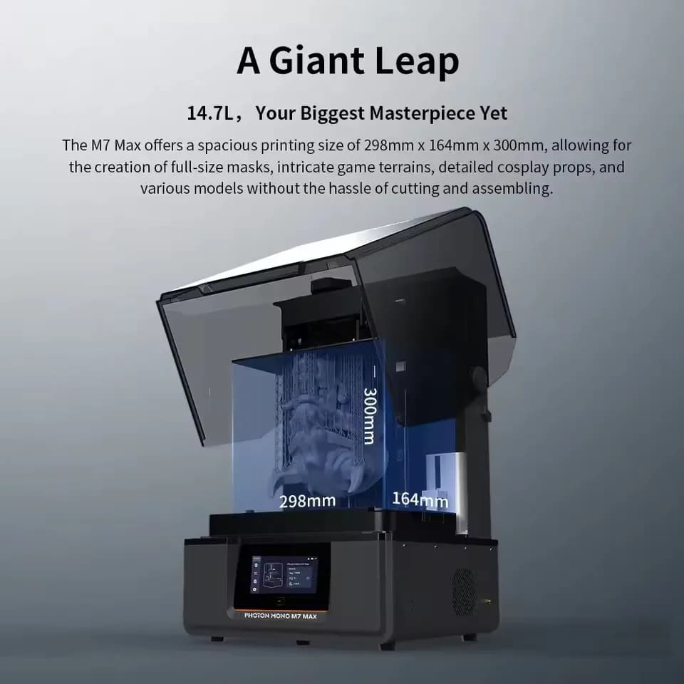 طابعة ANYCUBIC Photon Mono M7 Max AE ثلاثية الأبعاد بشاشة LCD بحجم 14.7 لتر، حجم طباعة كبير 298x168x300 مم - 5