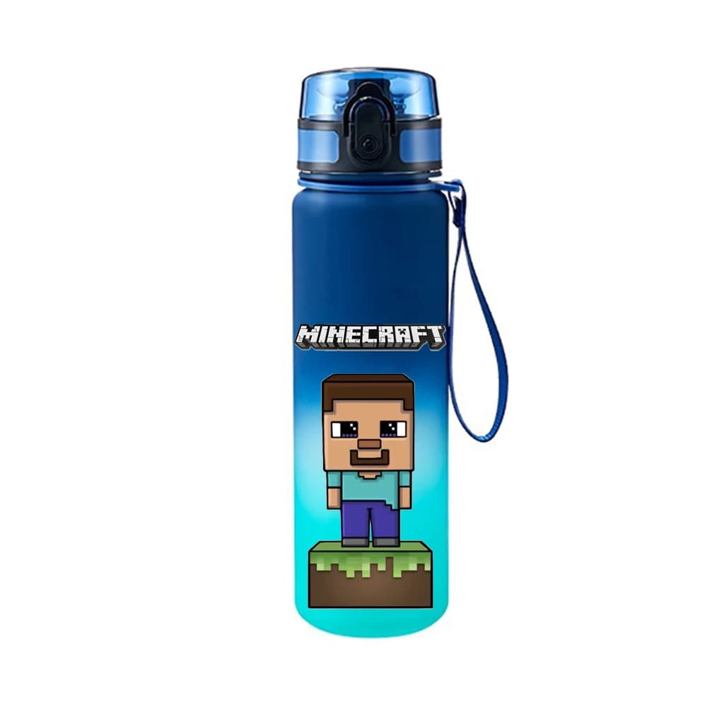 650ML Game MC Pixel Style Water Blue Bottle Portable Water Cup Large Capacity Sports Outdoor Plastic Leak-Proof Water Bottle - 3
