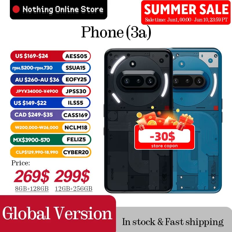 Nothing Phone (3a) 6.77 inch Flexible AMOLED Snapdragon 7s Gen 3 5G 5000 mAh 50W Charging 12GB+256GB