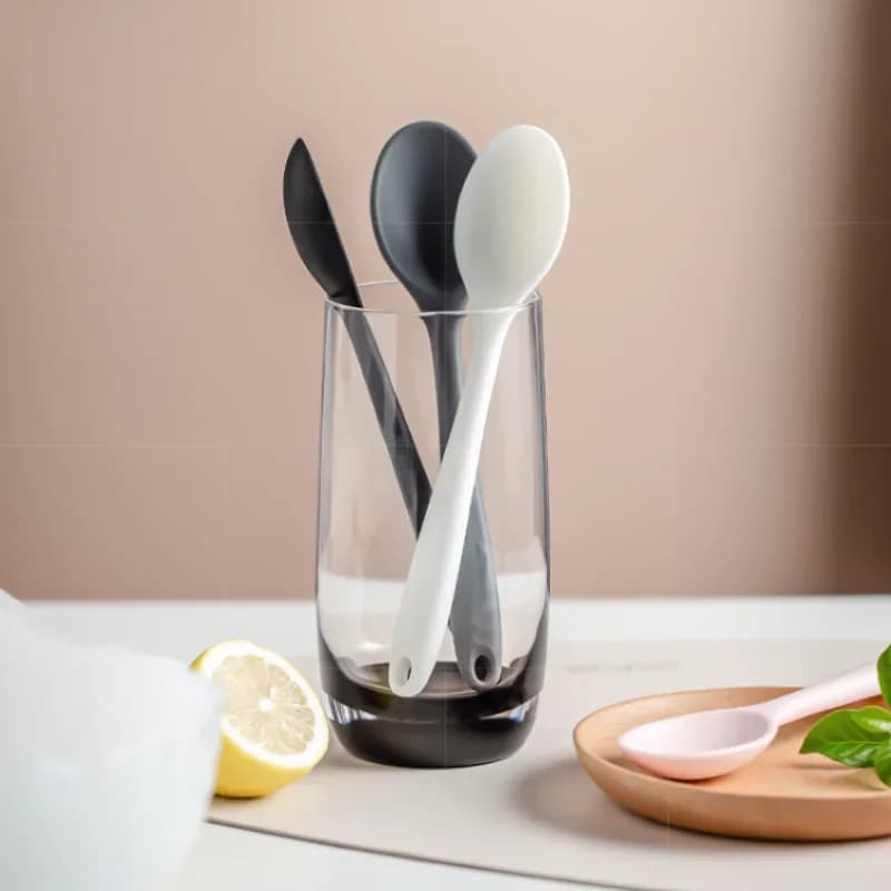 3pcs Silicone Spoon Mixing Soup Spoons Kitchen Mixing Ladle Cooking Utensils Kitchenware Tool for Stirring and Serving - 5