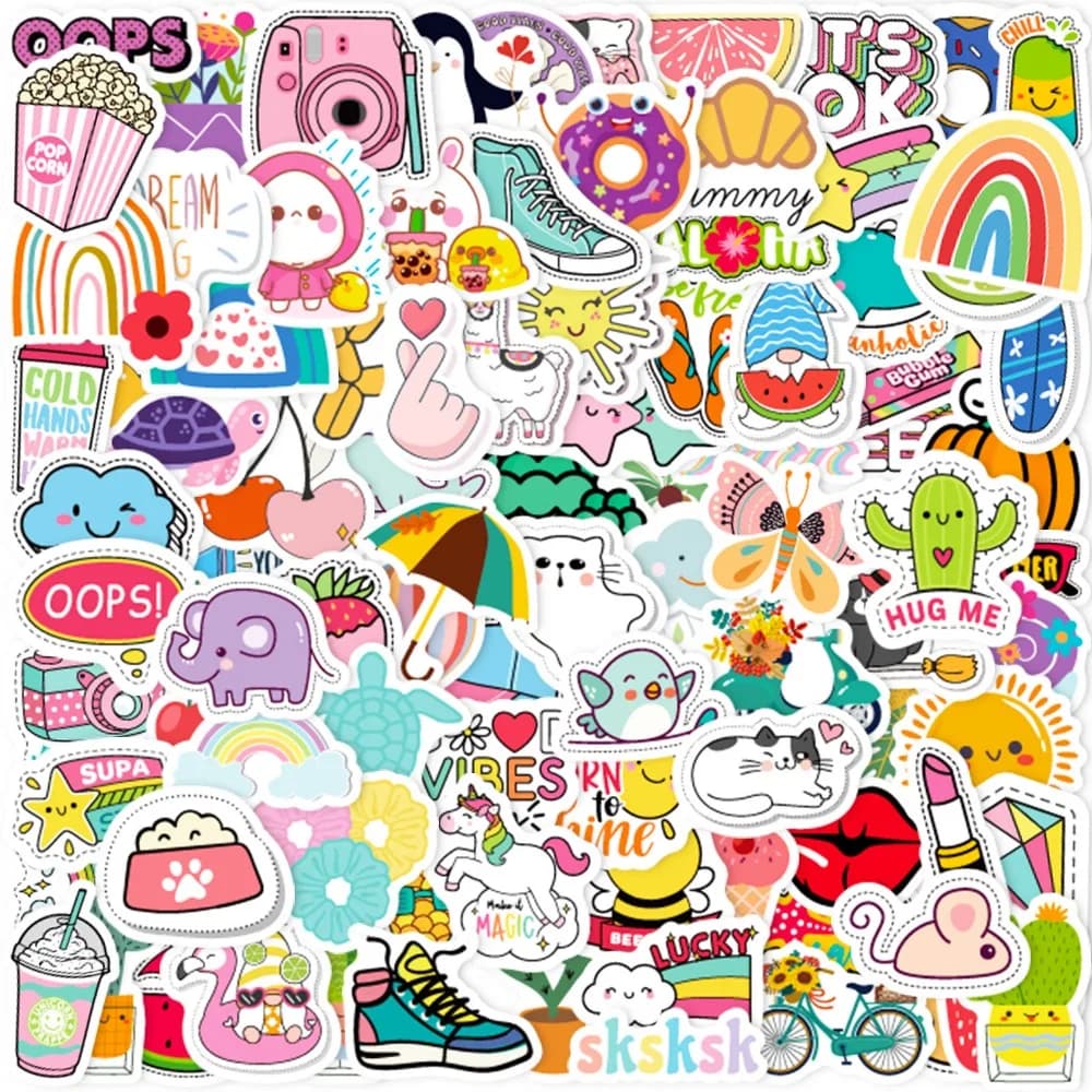 100pcs Kawaii Cute Sticker Vsco Live Aesthetics for Kid Colorful Sticker DIY Laptops Water Bottles Phones Decorative Stickers - 2