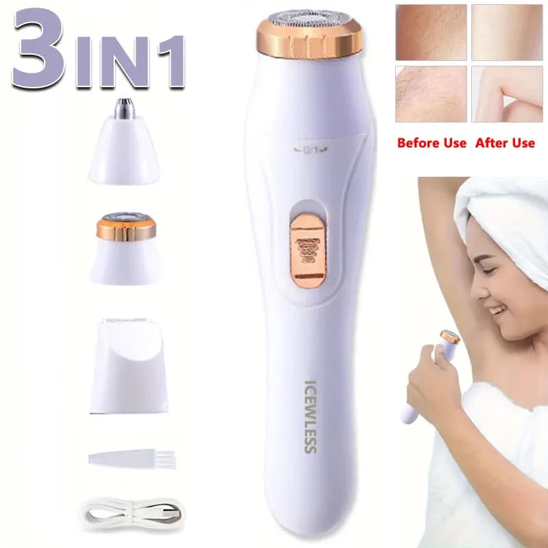 ماكينة تشذيب الشعر الكهربائية للنساء، ماكينة حلاقة مقاومة للماء، غير مؤلمة، جهاز إزالة شعر الجسم الخاص، ماكينة حلاقة بيكيني، الذراع والساق، وحلاقة الوجه