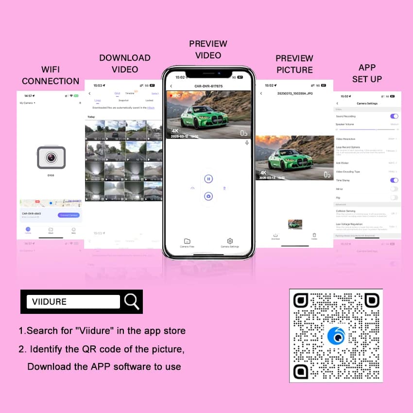 جهاز تسجيل فيديو رقمي للسيارات 4K UHD مع واي فاي، كاميرا داش سهلة التركيب لفولفو V40 V60 V90 S60 S90 XC40 XC60 XC90 C40 وPolestar 2 - 6
