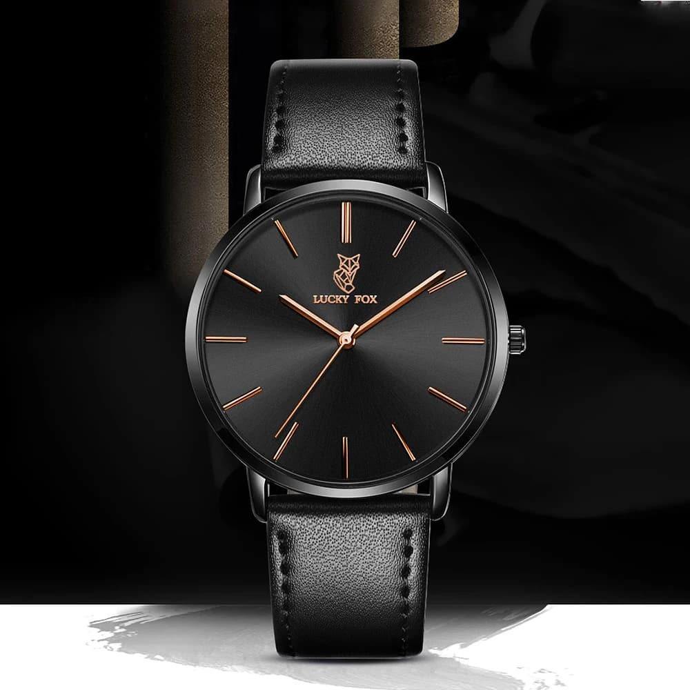 LUCKY FOX Classic Luxury Men Watch Simple Casual Men and Women Round Large Dial Quartz Watch Clock Gifts Men Reloj - 5
