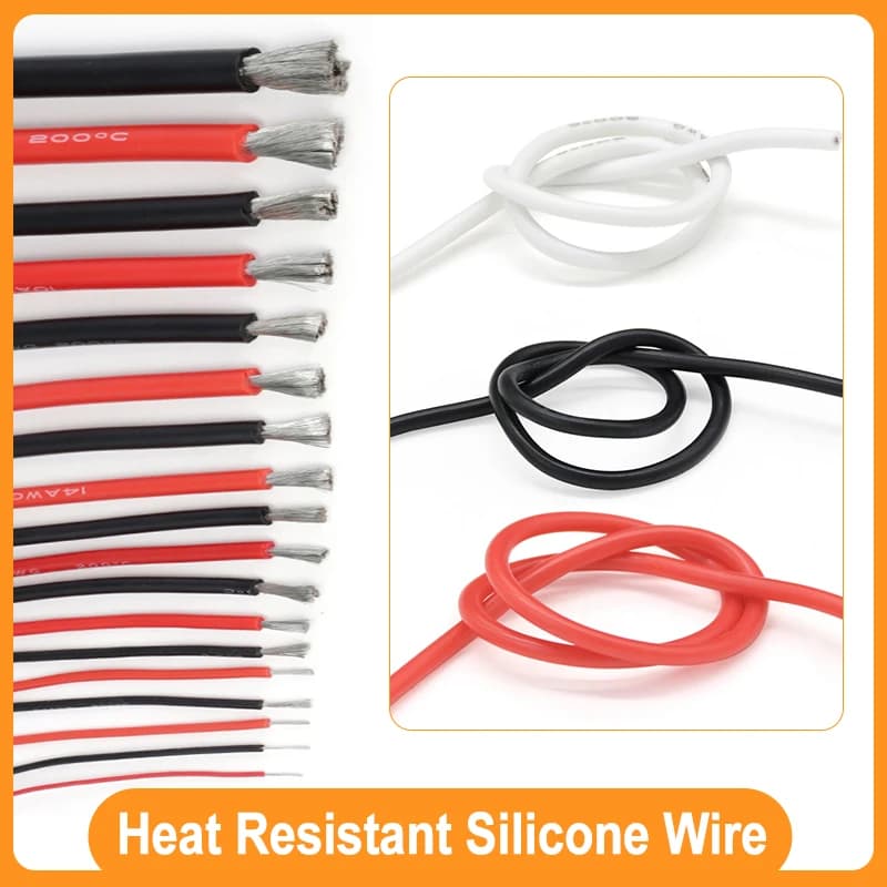 1m ~ 50m Red/Black/White Soft Silicone Cable 30 28 26 24 22 20 18 16AWG Heat Resistant Electrical Wire For Car Battery LED Light