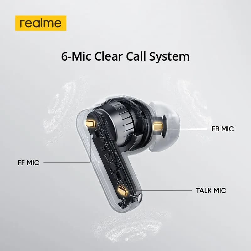 realme Buds T500 Pro TWS Earphones 50dB Noise Cancellation Up to 56 Hours of Playback Bluetooth 6.1 IP55 12.4mm Bass Driver - 3