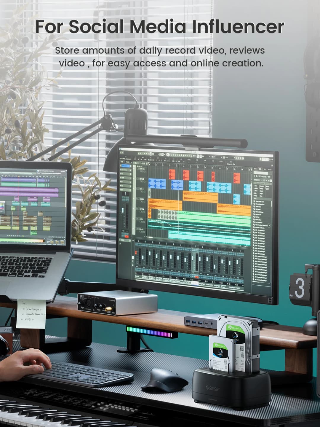 ORICO Dual-bay Hard Drive Station USB3.0 5Gbps Type-C HDD Docking Station  with 12V 3A Power Adapter  for 2.5/3.5 Inch HDD/SSD - 4