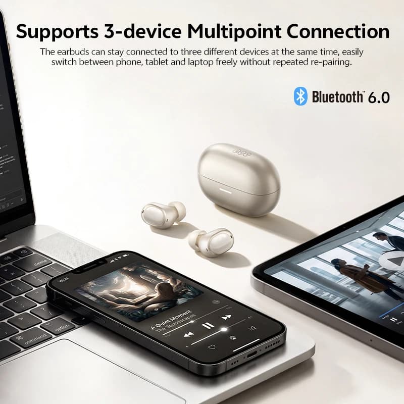 QCY MeloBuds A30 Wireless Earbuds 60dB Adaptive AI Scene ANC 8-Mic 3-Device Connect Bluetooth Earphones LDAC Hi-Res Headphones - 5