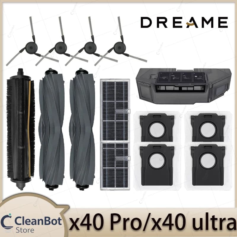 Dreame x40 Pro x40 ultra  Robot Vacuum Cleaner Accessories Main Brush Side Brush HEPA Filter Mop Cloths Dust Bag Par