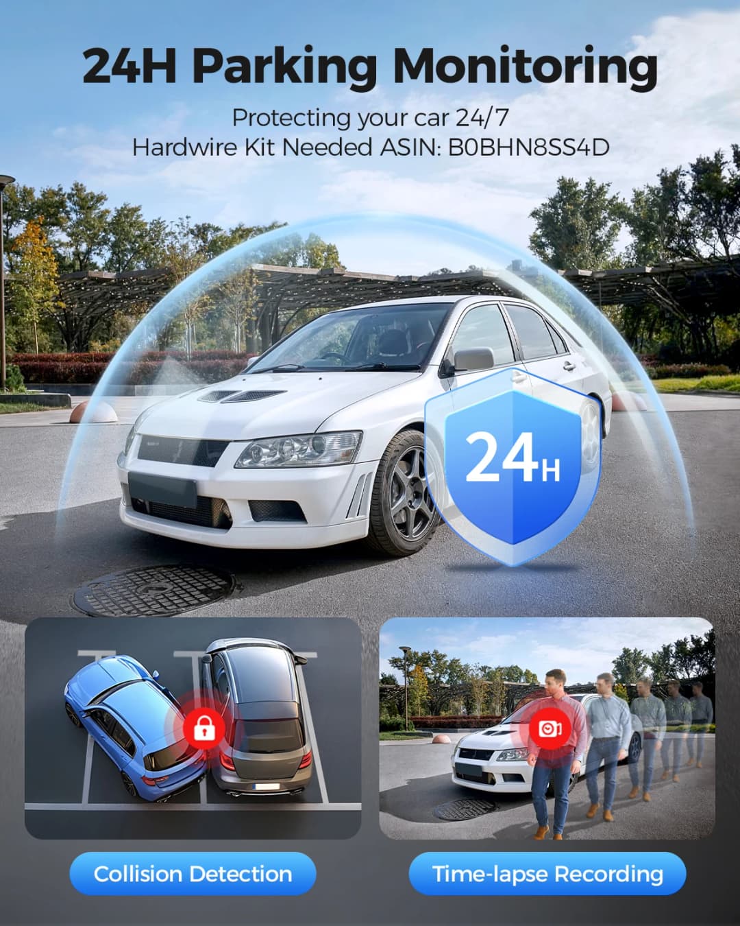 كاميرا سيارة AZDOME M300S بدقة 4K + 1080P مزدوجة مع واي فاي ونظام تحديد المواقع ADAS، جهاز تسجيل فيديو رقمي مع وضع ركن السيارة 24 ساعة ورؤية ليلية - 6