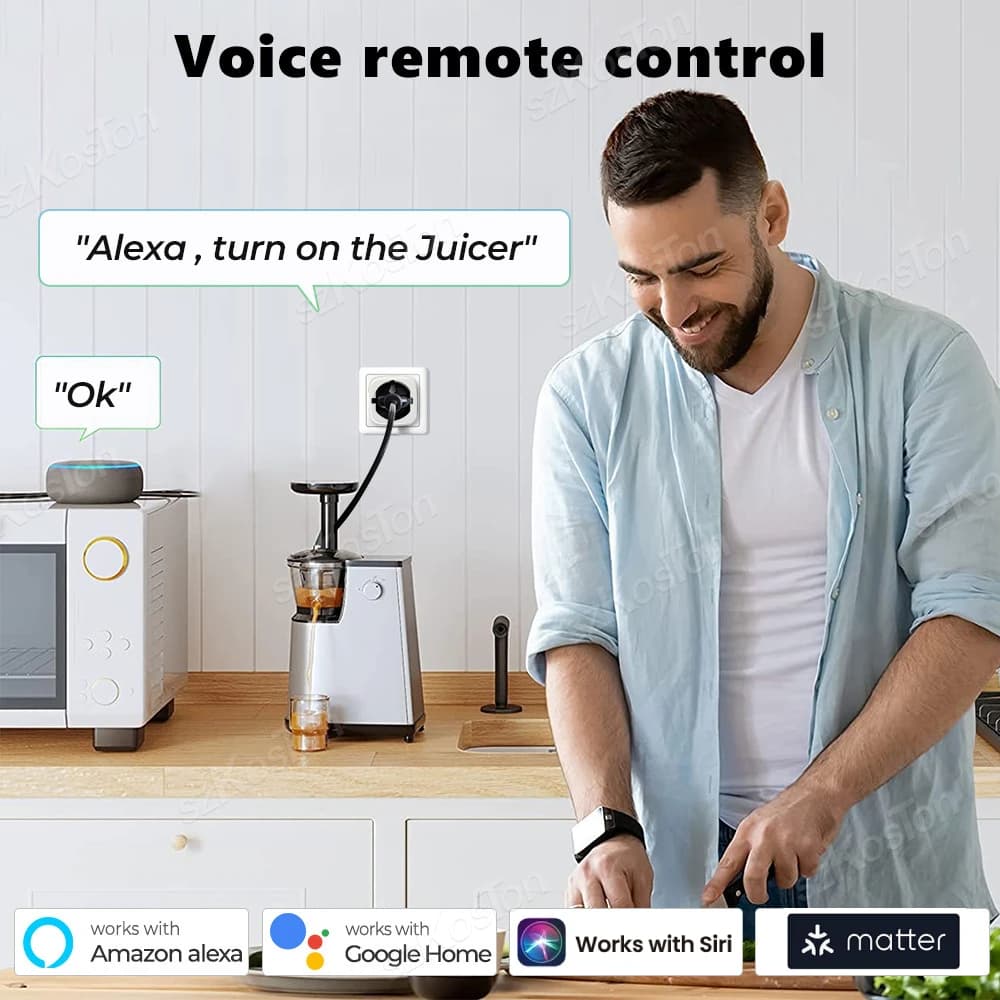 مقبس ذكي Matter واي فاي 16A/20A مقبس ذكي أوروبي محول قابس أجهزة منزلية توقيت لـ HomeKit SmartThings أليكسا جوجل سيري - 5