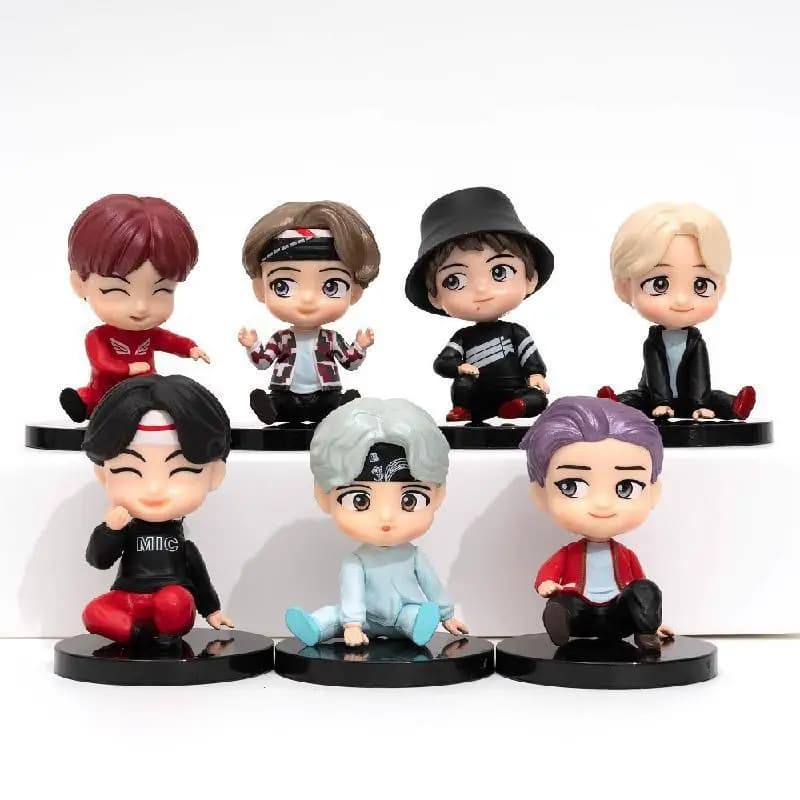 Bangtan Boys 7pcs Action Figure Set Doll Model Toy Rm Jin Suga Jhope Jimin V Jungkook Star Idol Cute Army Collectible for Kids