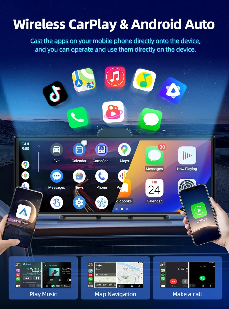 كاميرا سيارة Imagebon H70 Pro 4K ADAS بشاشة مدمجة 11.4 بوصة، تسجيل فيديو، كاربلاي لاسلكي، أندرويد أوتو، رؤية ليلية، GPS - 6