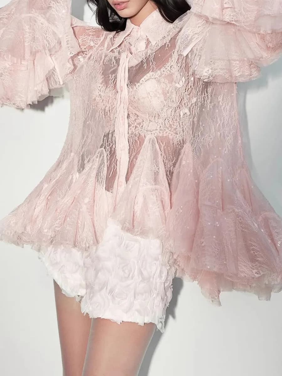 فستان قصير من TWOTWINSTYLE، أكمام طويلة، طية صدر، رقع، فستان مثير للنساء - 5