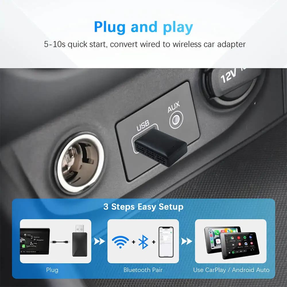 2-In-1 Android Auto Wireless Carplay Adapter Smart Mini Bt Wifi Usb Dongle For OEM Car Plug and Play WiFi Bluetooth Auto Connect - 4