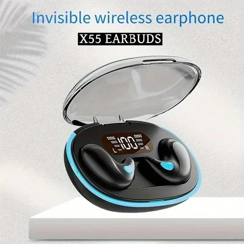 X55 Sleeping Earbuds Wireless Mini Headphones For Work TWS Bluetooth Earphone Stereo Hidden Headsets with Mic HD Call Waterproof - 2