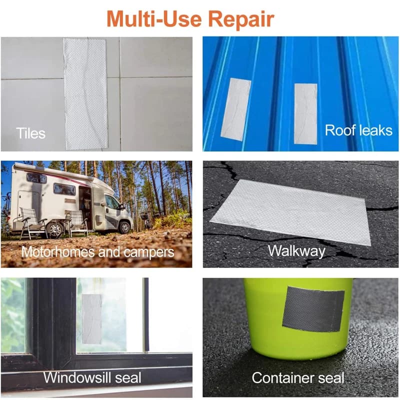 شريط مانع تسرب بيوتيل مقاوم للماء شريط قنوات بيوتيل لإصلاح النوافذ والقوارب وختم الزجاج وغرف الشمس والبلاط رقعة سقف EPDM - 6