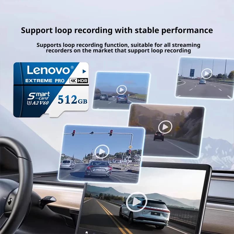 بطاقة ذاكرة Lenovo A2 TF SD بدقة 4K Full HD للهاتف والكمبيوتر والطائرة بدون طيار بسعات 64GB و128GB و256GB و512GB، بطاقة فلاش عالية السرعة U3 V60 - 3