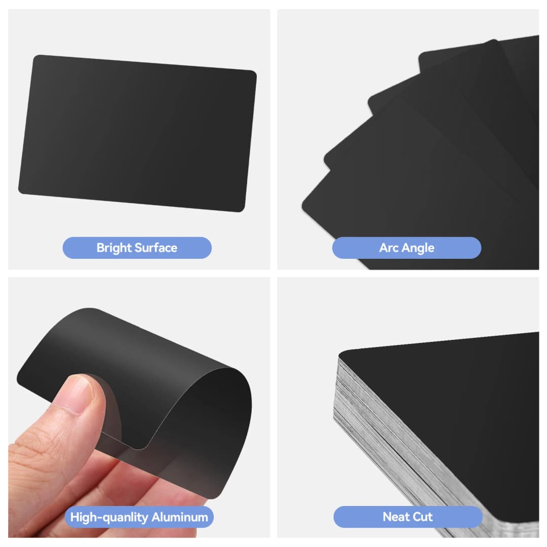 50/100pcs Blank Engraved DIY Visiting Cards Laser Engraving Mark Aluminium Alloy Metal Sheet Business Cards - 4