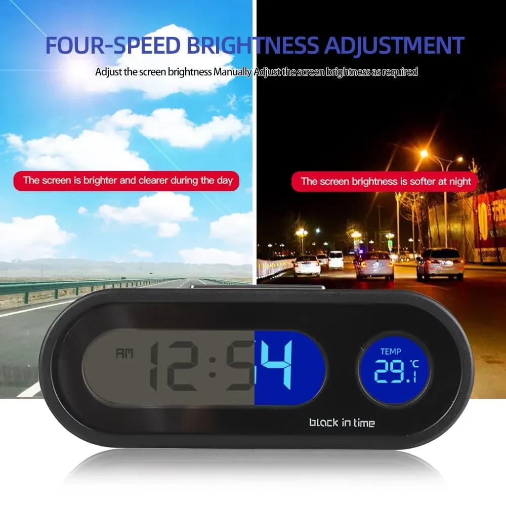 Mini Electronic Car Clock Time Watch Auto Dashboard Clocks Luminous Thermometer LCD Backlight Digital Display Car Accessories - 3