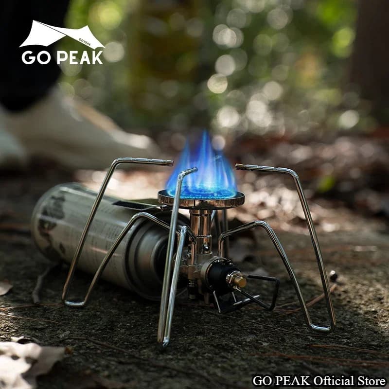 موقد عنكبوت GOPEAK موقد عنكبوت أسود قابل للطي أدوات مائدة للتخييم أدوات مطبخ للتخييم موقد شوي للتخييم موقد غاز - 5