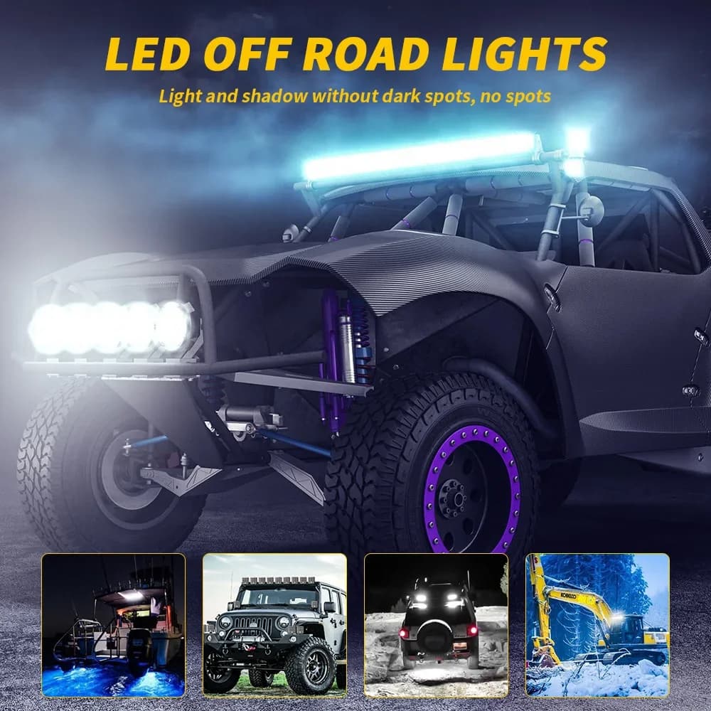 شريط إضاءة LED 48 واط إضاءة عمل شريط إضاءة LED للسيارة جرار قارب شاحنة 4X4 كشاف WD SUV ATV إضاءة LED أمامية للطرق الوعرة - 2