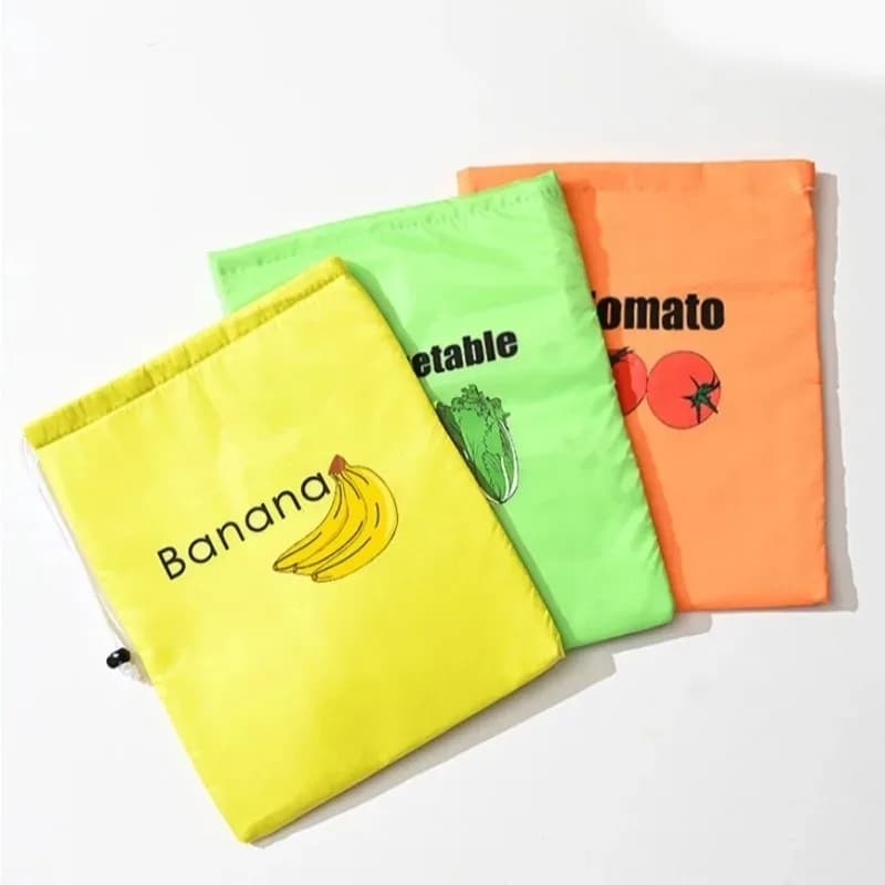 ‌"Insulated Fresh-Keeper Bag - Reusable Storage Organizer for Bananas, Lettuce & Vegetables (Drawstring Closure)" - 2