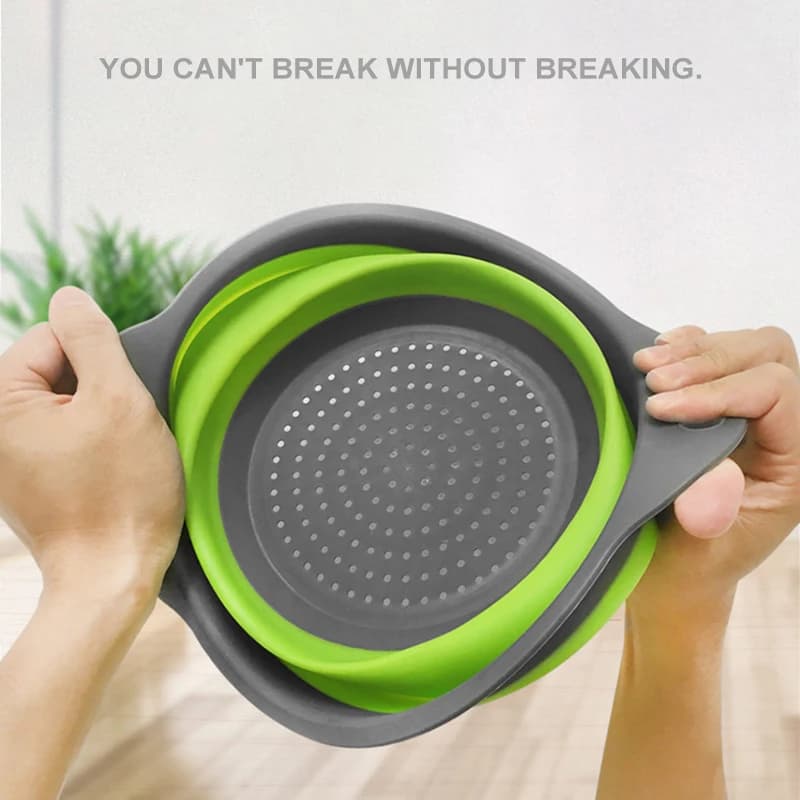 1/2pcs Silicone Round Folding Vegetable Fruits Washing Drain Basket Colander Strainer Collapsible Drainer Kitchen Tool - 5