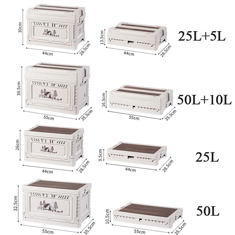 Naturehike Camping Box 60L Large Capacity Folding Storage Box 25L 30L 50L Home Bedside Table Outdoor Travel Picnic PP Sundry Box - 5