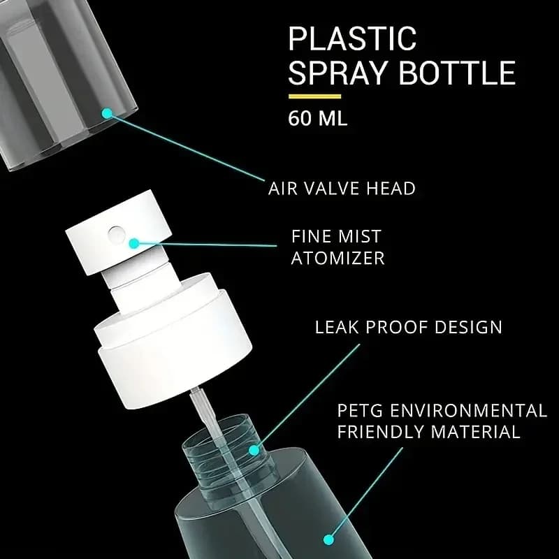 30/60/100 مللي زجاجات رذاذ قابلة لإعادة الملء رذاذ الكحول العناية ماكياج إكسسوارات السفر حاويات سائلة صغيرة رذاذ دقيقة للبشرة - 5