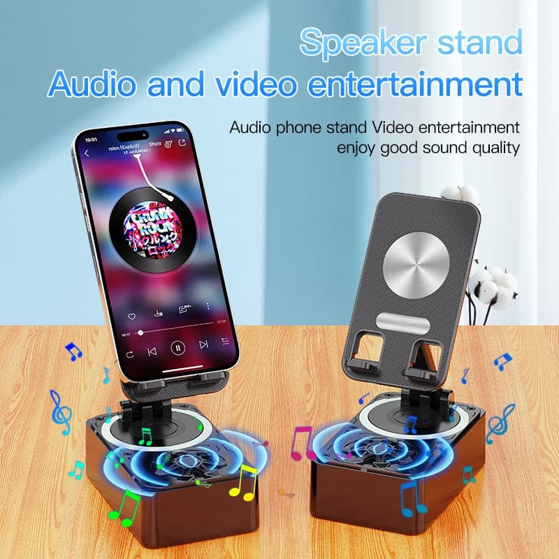 3-in-1 Bluetooth Speaker Phone Power Bank Foldable Wireless Speaker Phone Stand with Anti-Slip Pads For Video Meeting Live - 3