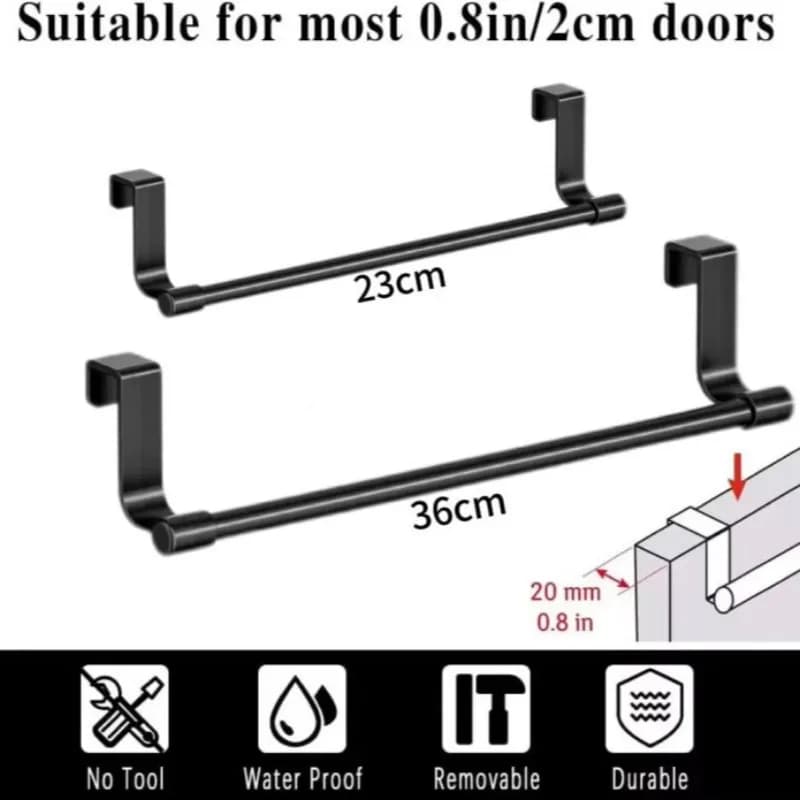Towel Rack Over Door Stainless Steel Towel Bar Storage Organizer Bathroom Kitchen Cabinet Door Hanging Towel Rack - 4