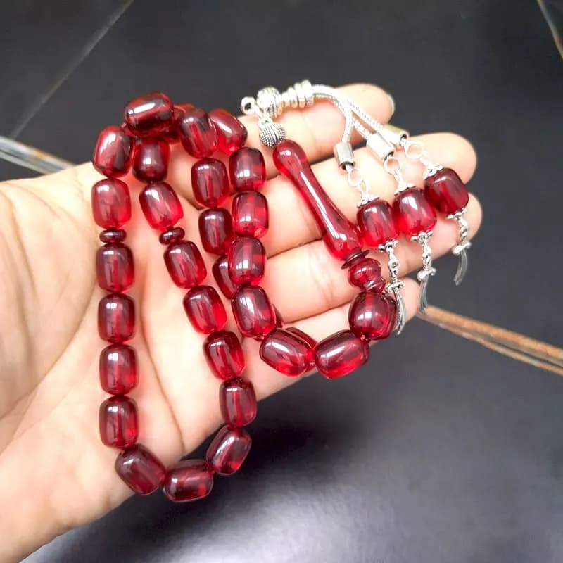 ALBASHAN Red Resin Tasbih Misbaha prayer beads ramadan gift muslim Accessories Arabic rosary  jewelry Eid gift Islamic Bracelets - 2