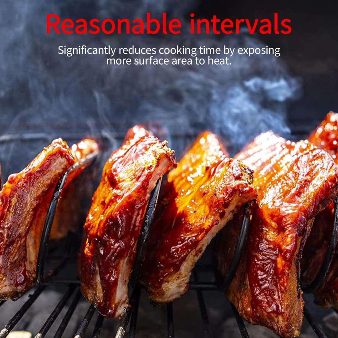 رف أضلاع من الفولاذ المقاوم للصدأ، يحمل حتى 4 رفوف كاملة، مناسب للتدخين وشوايات الغاز والفحم، قوي وغير لاصق - 5