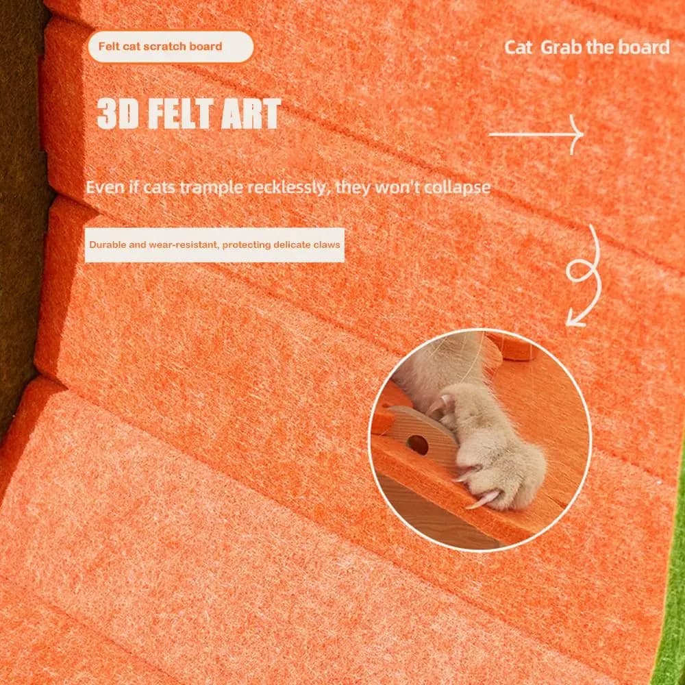 لوح خدش للقطط عمودي على شكل L مع إطار تسلق مقاوم للخدش - 5