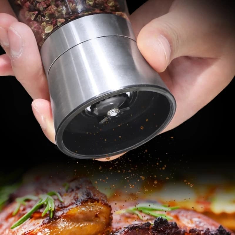 180/200ML Black Pepper Grinder with Stainless Steel Mill Manual Spice Glass Salt and Pepper Grinder Machine for Household - 4
